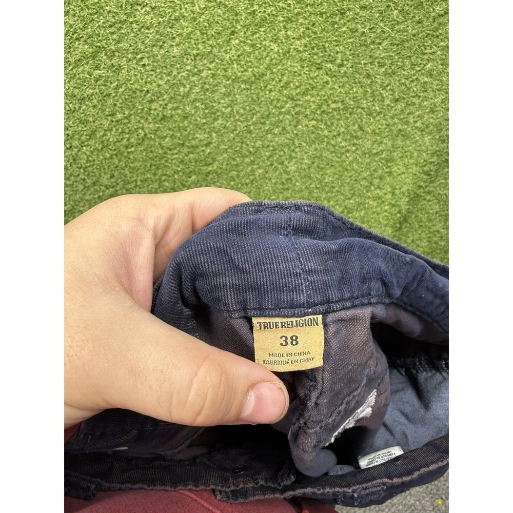 True Religion Jeans Mens‎ 38x34 Geno Relaxed Slim Corduroy Flap Pocket Blue Y2K